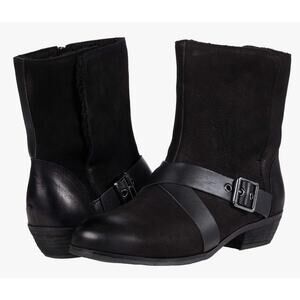 SoftWalk Rayne Moto Boots 8.5 Black NWOT Insulated Ankle Booties Leather Suede